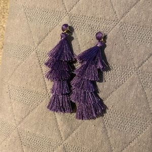 Purple Drop down frill statement earrings